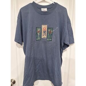 VTG McSport Mens Golf Graphic T-Shirt XL Blue Embroidered Short Sleeve Tee